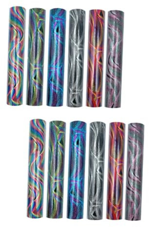Lurrose 12pcs Holographic Permanent Vinyl Glitter Htv for DIY Decor Clothing Cups Mugs