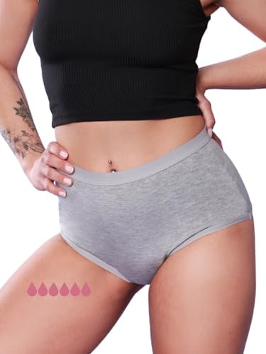 Taynie Comfort Bamboo Ultra Periodenunterwäsche Starke Blutung - Periodenwäsche - Menstruationsunterwäsche - ersetzt 6 Tampons, Periodenslip Tragedauer bis 12 Std., waschbar bis 60°C (38, Grau)