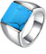 Gualiy Herren-Ring Titan, Silber Eheringe Verlobungsringe mit Geometrisch Blau Türkis Ringe Größe 57 (18.1)
