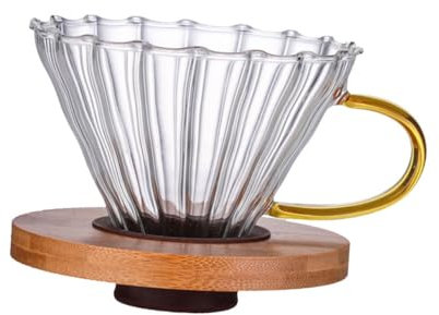 ABOOFAN Kaffeetasse kaffeekanne kaffeekännchen Kaffeefilterständer holzpallets Kaffeefilterkegel Filterkaffeetasse V-Kaffeetasse Glas Trichter einstellen Hammelfleisch Hölzern