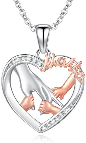 Mutter und Tochter Kette 925 Sterling Silber Mama Halskette Mom und Kind Liebe Herz Anhänger Anhänger Halskette Schmuck Geschenke für Mama