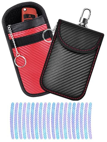 BSITSSS 2 PCS Pochettes Blocage Signal RFID pour Clé Voiture, Etui Anti RFID Cle Voiture Signal Blocage Faraday Pochette Sac, Bloqueur NFC Anti Piratage, 14 * 9cm