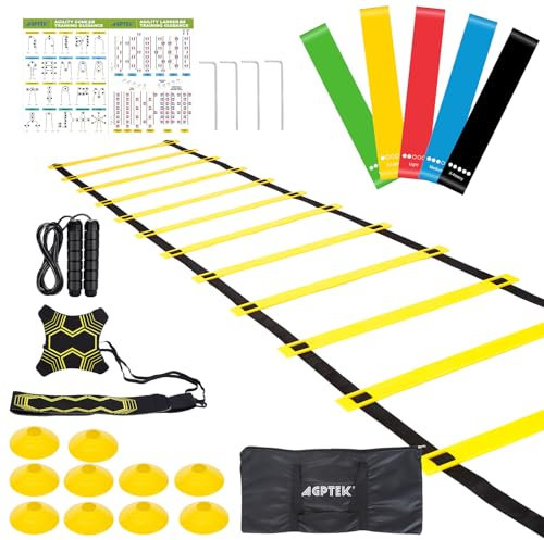 AGPTEK Agility Training Equipment Set Soccer Training Equipment Agility Ladder Speed Training Equipment with Bag Soccer Kick Trainer,Cones Workout Equipment Boost Fitness & Increase Quick Footwork