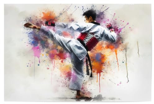 artboxONE Poster 150x100 cm Sport Karate-Kampfkunst in Aquarell - Bild Illustration Farbe Illustration