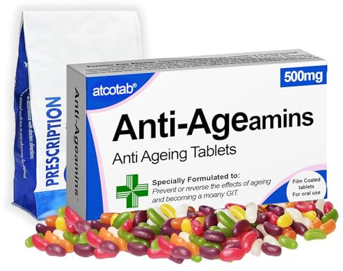 Funny Rude Joke Anti Ageing Jelly Beans Pill Box, Gag Gift Funny, 30th 40th 50th 60th Birthday Gifts for Grandad Dad Birthday Gifts for Men Gifts for Women