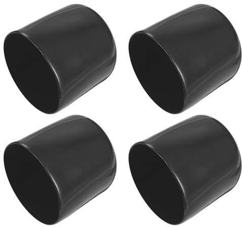 PATIKIL 40MM Vinyl Rubber End Caps, 4 Pack Flexible Bolt Screw Covers Caps Round Thread Protector Caps for Metal Tubing Rod Bolts, Black