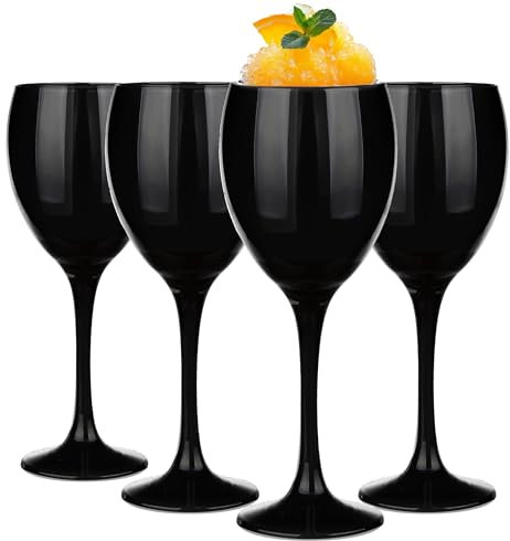 Glasmark KROSNO 1992 Bicchieri da vino Set di 4 bicchieri da vino bianco da 300 ml Bicchieri da vino rosso Bicchiere da vino Dessert Cocktail Bicchieri da acqua lavabili in lavastoviglie Nero