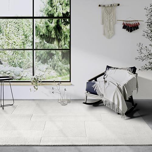 Villeroy & Boch Wollteppich Charlotte - Natur Wohnzimmerteppich - Handgewebt & Natürlich - Boho Teppich Wolle für Wohnzimmer, Schlafzimmer, Esszimmer, Flur, Küche – Creme, 190x280 cm