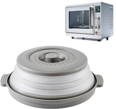 Faltbare Mikrowellen Abdeckung,Microwellenabdeckungen,Hoch Mikrowellen Spritzschutz,Deckel Mikrowelle,26CM faltbar Silikon Spritzschutz Mikrowelle Lebensmittel Abdeckung Mikrowellenhaube (Grau)