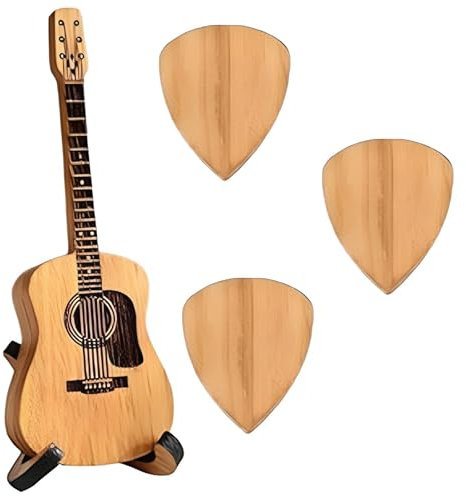 WPNCYK Guitar Pick Holder, Wooden Acoustic Guitar Pick Box, Guitar Pick Case,Guitar Pick Holder with 3 Guitar Picks,Guitar Pick Storage Container with Stand,Guitar Pick Rack for Guitar Players Lovers