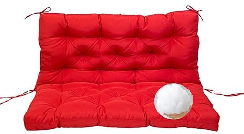 Outdoor-Schaukelkissen mit Bändern, 10,2 cm dick, mit Bändern, für Terrasse, Veranda, Schaukel, Rasen, Stuhl, Zweisitzer, Sofa, Rot, 101,6 x 101,6 cm