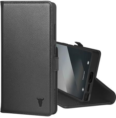 TORRO Hülle kompatibel mit Samsung Galaxy S25 Ultra 5G 2025 – Premium Leder Hülle mit Standfunktion und Kartenfächern (Schwarz)