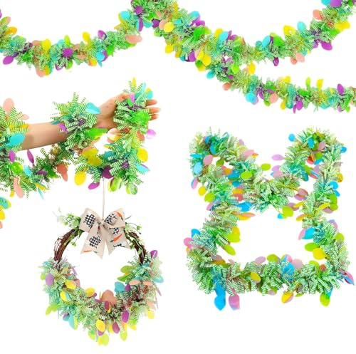 FePen Weihnachts-Lametta-Girlande, 10 m Glänzende Weihnachtsbaum Girlande Flauschigen Weihnachtsdeko, Ornament für Weihnachtsdekoration, Partyzubehör (Green)