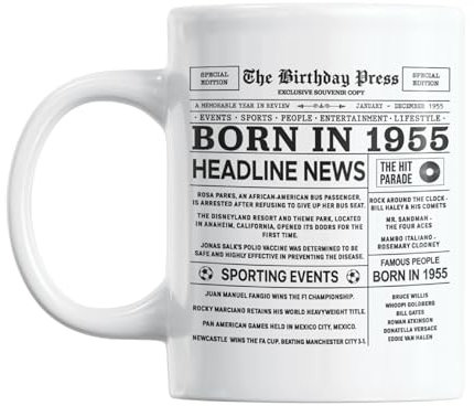 Gift Island 70th Birthday Gifts Mug for Women & Men | Born in 1955 Birthday Gifts & 70th Mug | Gift for Mum & dad, Uncle & Auntie, Granny & Grandad | Gift for Seventy Years Old | 11oz Coffe Mug