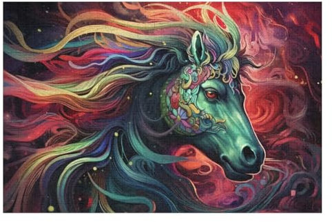 Pferd-Puzzle Für Erwachsene, 1000 Teile, Holzpuzzle, Kinderpuzzle, Dekompressionsspiel, Spielzeugpuzzle 75×50cm