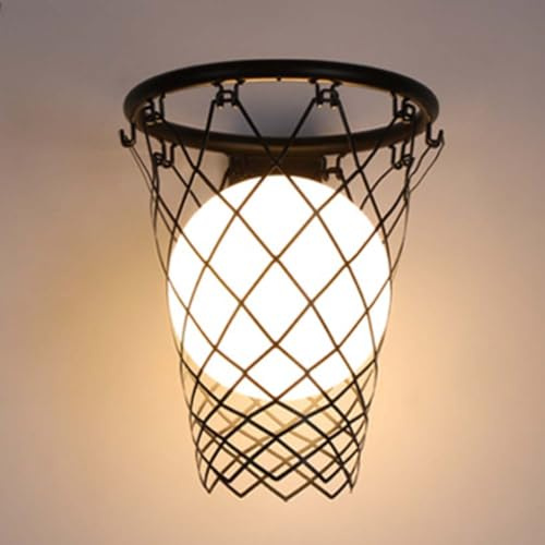 AoLa Kinderzimmer Wandleuchte lnnen Basketball Wandlampe Modern E27 mit Kugel Glas Lampeschirm Bettlampe Jungen Mädchen Zimmer Wand Deko Lampe Nachtlicht für Schlafzimmer Wohnzimmer,Schwarz