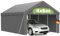 Tente Garage Carport Grand 4x6 m avec Ossature Acier Zingué et Bâche PE Haute Densité Imperméable 200g/m² Anti-UV, Fermetures Latérales Incluses, Usage Stockage Agricole Voiture Jardin - Gris