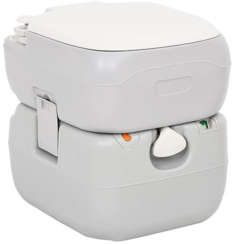 Snsowed Toilette da Campeggio Portatile Grigia e Bianca 22+12 L in HDPE,Docce e Toilette Portatili,Bagni da Campeggio e orinatoi portatili-154405