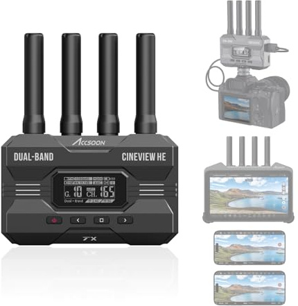 Accsoon CineView HE Wireless Transmitter(HDMI), Dual-Band 1080p60 Wireless Video Transmission Device, 1200ft Range 60ms Latency, 4 Devices Monitoring, Compatible with Cineview 2 SDI/SE Transmitter