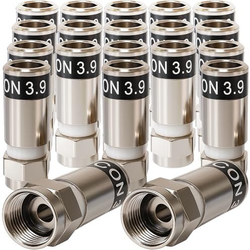 1STec 20 x RG59 Cabelcon 3.9 Crimp on compression Hex head screw type male F-connector plugs for coaxial aerial cables used by Virgin Media Digital coax signal lead broadband TiVo TV Box Cablecon