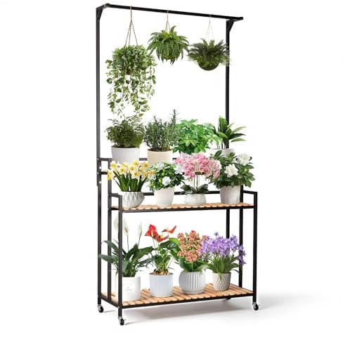 SEAdeerCH 3-Tier Plant Regal Moderner Pflanzenständer hängendem Korb,200cm