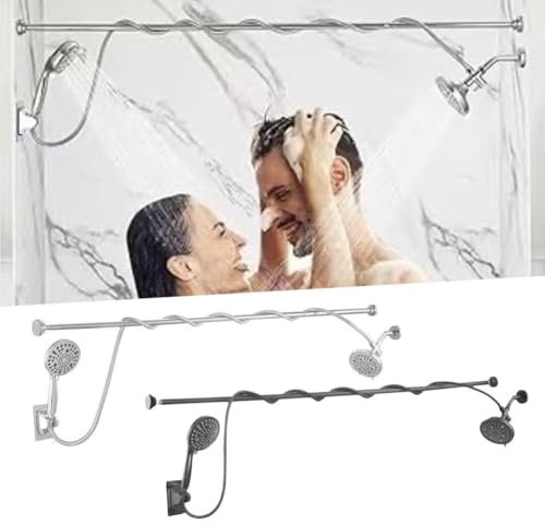 YUYQAQ Cabezal de ducha doble para parejas, cabezales de ducha dobles de alta presión para dos personas, sistema de cabezal de ducha tándem ajustable para baño de 2 personas, regalos de cumpleaños