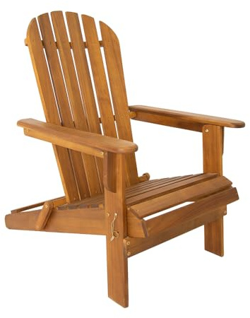Chillroi Adirondack Liegestuhl klappbar aus Akazie – 84x69x93 cm – ergonomischer Holzstuhl für Garten, Terrasse & Balkon – wetterfest & platzsparend – Braun geölt