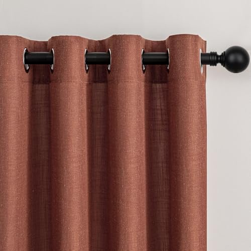 Vorhänge Gardinen Terracotta mit Ösen 140x240 cm-Vorhangschals Vintage Vorhang Leinen für Wohnzimmer Modern Schlafzimmer Gardine Halbtransparent Boho Scheibengardinen Vorhangschals Herbst 2er set