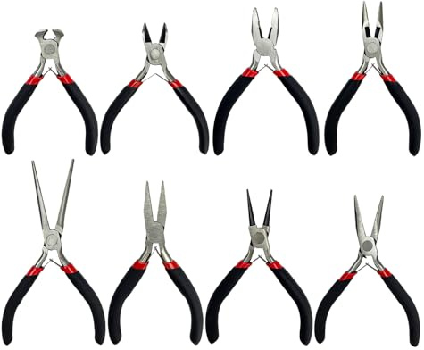Set da 8 Pezzi Pinze per Bigiotteria, Set Pinze con Custodia Accessori per la Creazione di Gioielli per Professionisti Del Fai da Te e Riparazioni di Gioielli