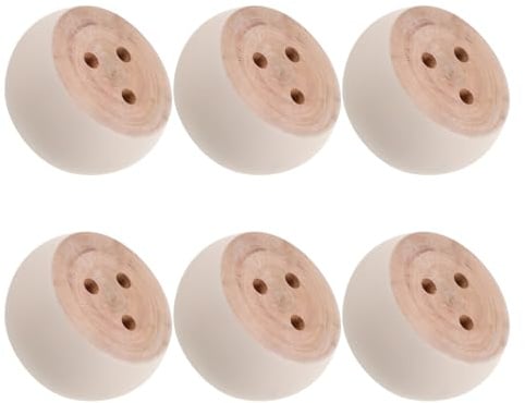 SAFIGLE Lot de 6 Pieds Ronds en Bois Massif Non Peints 5X10 CM pour Canapé Table Basse Meuble TV et Bibliothèque – Pieds de Remplacement Robustes à Monter Soi-Même pour Protection du