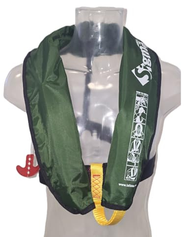 Lalizas Automatik-Rettungsweste Sigma 170N ab 40 kg, Erwachsene, Oliv | Polyester | Ergonomisch | Kompakt | Verstellbar | ISO-zertifiziert | Schützt den gefalteten schwimmkörper | universell
