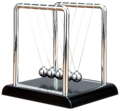 New Silver Metal Newtons Cradle Desk Balls Balance Swing Steel Gadget Toy Game (9cm)