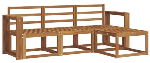 vidaXL Outdoor-Sofagarnitur 4 pcs Natur, Gartenlounge, modernes Outdoor-Sofa-Set, langlebige Terrassen-Sitzgarnitur, komfortable Sitzgelegenheiten für die Terrasse