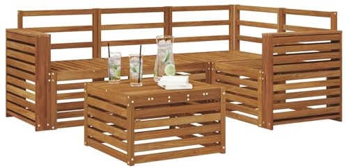 vidaXL Outdoor-Sofagarnitur 5 pcs Natur, Moderner Garten-Sofaset, Coole Terrassenmöbel, zeitgemäße Lounge, modulares Design, Akazien-Elemente