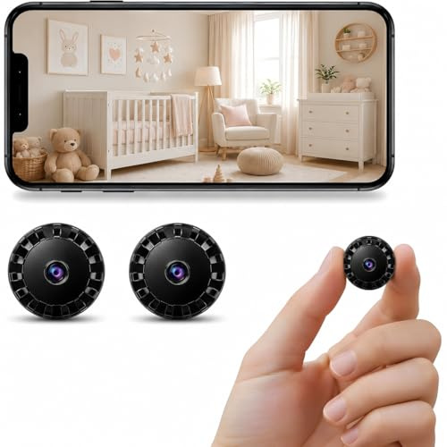 2026 Surveillance Mini Caméra Espion sans Fil , Caméra de sécurité WiFi HD 1080P avec Vision Nocturne intérieur/extérieur pour bébé, Animal de Compagnie, Compatible Smartphone (Black, Mini 2 pièce)
