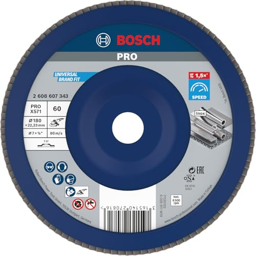 Bosch Professional DIY Fächerschleifscheibe | für Stahl, Edelstahl, Körnung 60, Professional Zubehör Großer Winkelschleifer