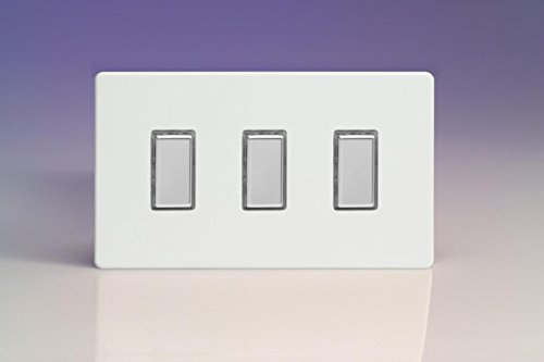 Varilight JDQES003S Dimmer Switch 3 Gang Premium White
