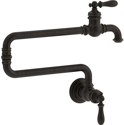 KOHLER K-99270-2BZ Artifacts Single-Hole Wall-Mount Pot Filler Kitchen Sink Faucet with 22 Extended Spout, Oil-Rubbed Bronze