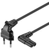 Cable Secteur COUDÉ Cordon électrique Secteur Bipolaire, Noir, 1,5M