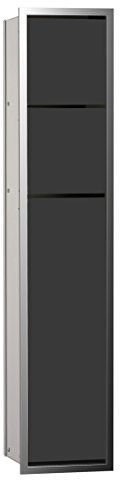 Emco Asis 150 Unterputz Badschrank für WC, Feuchttücher, chrom/schwarz, Einbauschrank, Türanschlag wählbar - 975027950, one size