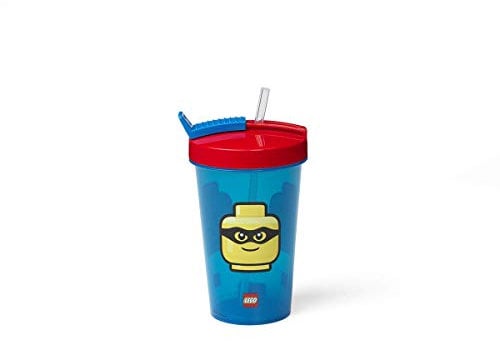 Room Copenhagen Lego-Tazza Classica con Cannuccia Iconic, Blu/Rosso, taglia unica