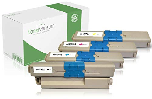 Tonerversum 4 Toner für Oki C310 C310dn C330dn C331dn C510dn C511dn C530dn MC351dn MC362dn MC561dn Schwarz Cyan Magenta Gelb