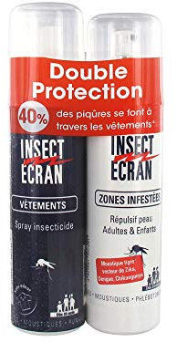 Insect Ecran Spray Insecticide Vêtements 100 ml + Spray Répulsif Peau Zones Infestées 100 ml