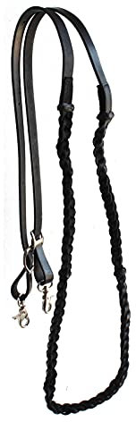 CHALLENGER Horse Western 805LR03BK Zügel aus geflochtenem Leder, geknotet, Schwarz