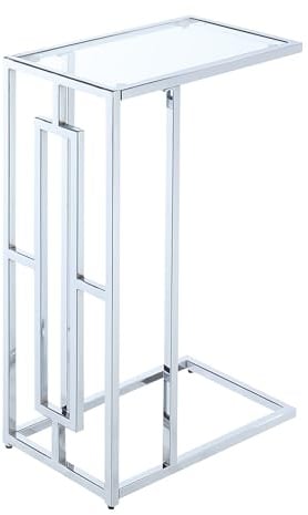 Convenience Concepts Town Square C Beistelltisch, Chrom, 40 cm, moderner C-Couchtisch, moderner Wohnzimmer-Beistelltisch, Glas/Chrom