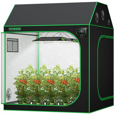 VIVOSUN Grow Tent, Schwarz, 60x60x72 cm, Polyester, Metallrahmen, Aluminiuminnenmaterial, Pflanzenzuchtzelt mit Beobachtungsfenster und Bodenwanne für Zimmerpflanzen