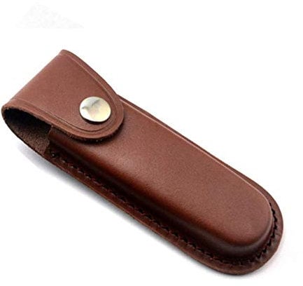 IDEAL GEAR Leather Knife Sheath 5 Inch Folding Blade Pocket Knife Sheath Leather Case with Snap Closure Belt Loop Case Leather Pouch Folding Knife Sheath Holder