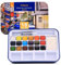 Artecho Kit de peinture aquarelle avec 18 couleurs vives, y compris un pinceau à eau, une éponge et un nuancier vierge en papier aquarelle, un étui léger et portable, parfait pour un cadeau