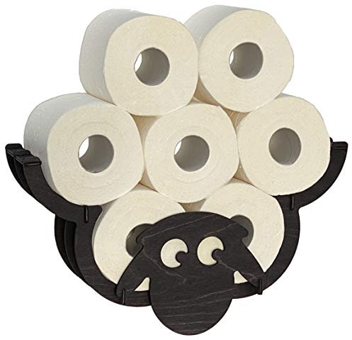 DanDiBo Toilettenpapierhalter Schaf Wand Schwarz Holz Toilettenrollenhalter WC Rollenhalter Ersatzrollenhalter Klopapierhalter