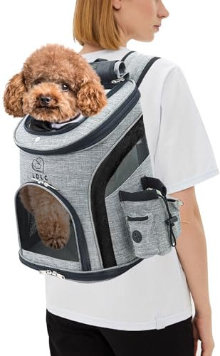PETCUTE Hunderucksack Kleine Hunde,Atmungsaktiv Hundetragetasche mit Internem Sicherheitsgurt,Verstellbar Haustier Rucksack,Seitentaschen,für Katzen Wandern Outdoor Radfahren